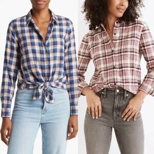 Madewell Womens Bundle Lot (2) Western‎ Cowgirl Plaid Long Sleeve Shirts Size XS